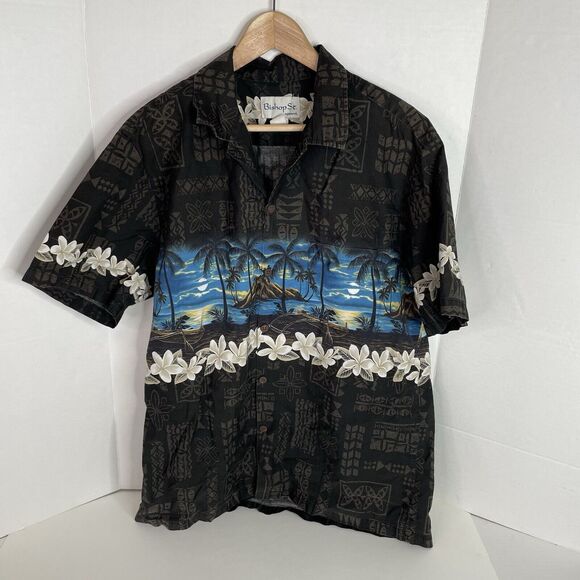 Bishop St Other - Vintage Hawaiian Button Up Shirt, XL, Bishop St. Apparel, Black Scenic